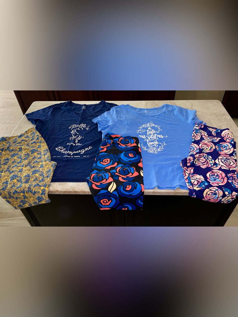 Bundle of Custom Beauty & Beast shirts sz XXL & LulaRoe TC leggings